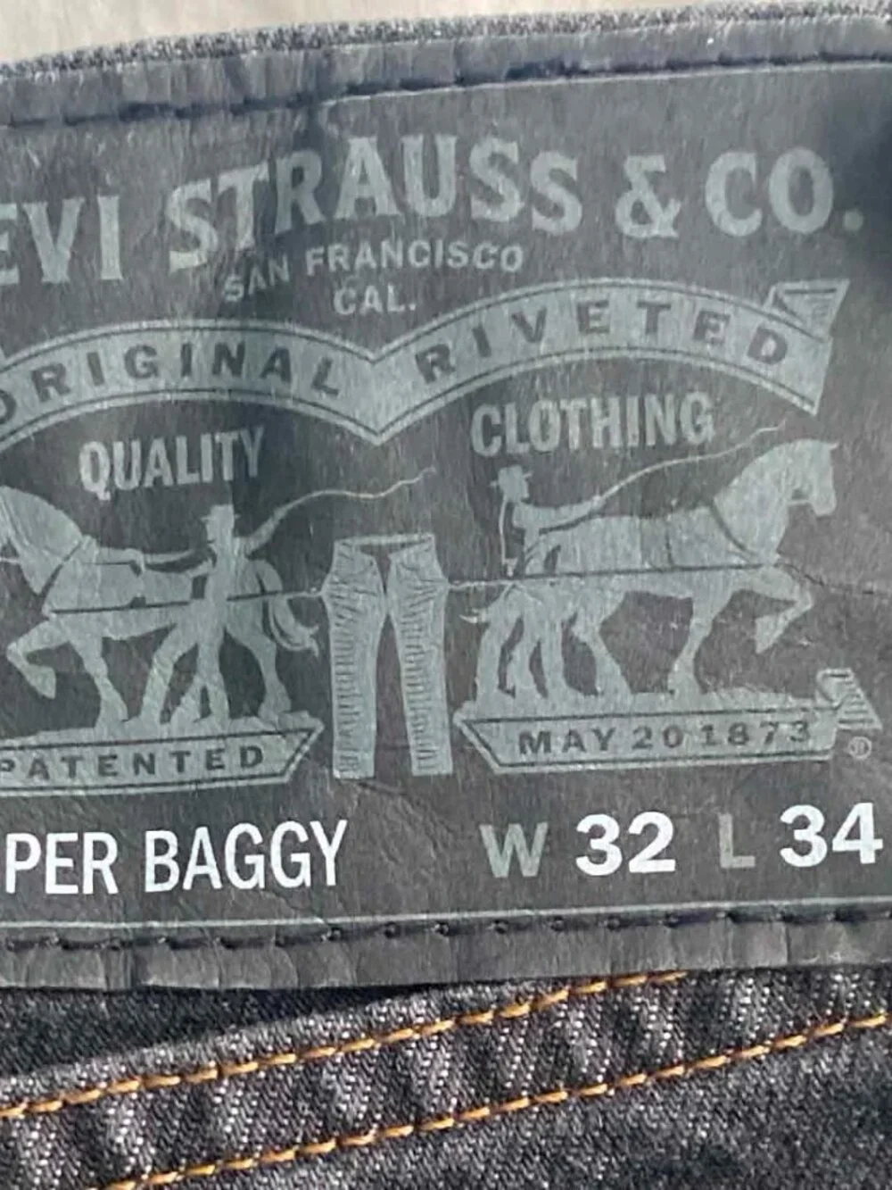 Levis Skateboarding Super Baggy Jeans 32x34 Black Out Rinse Cordura Y2K Skater